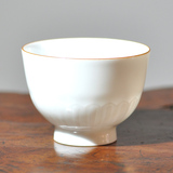 龙圣华苑 藏蕴系列景德镇瓷器 全手工暗颗甜白釉莲花杯 白瓷茶杯