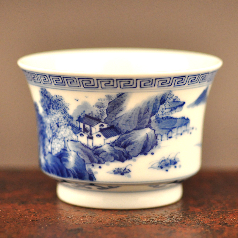 龙圣华苑 宝玑楼手绘青花景德镇陶瓷功夫茶具 个人单杯品茗杯